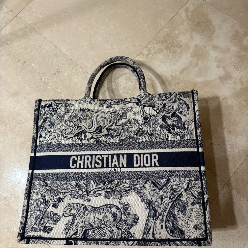 Dior Blue and Cream Book Tote Bag Large READ DESC